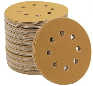 pl115915967 220 grit 5 in sanding discs 8 hole yellow aluminum oxide sanding discs